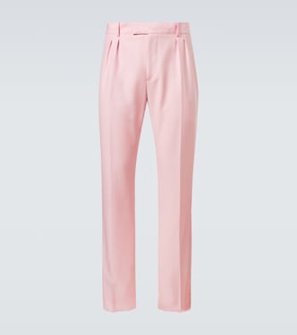 Silk-trimmed wool and mohair slim pants | McQueen