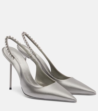 Lidia 105 embellished satin slingback pumps | Paris Texas