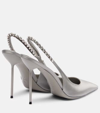 Lidia 105 embellished satin slingback pumps | Paris Texas