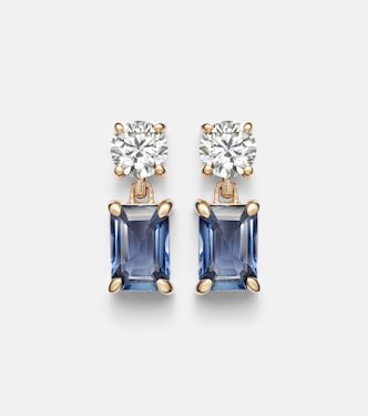 14kt gold (585/1000) earrings with diamonds and blue sapphires | Stone and Strand