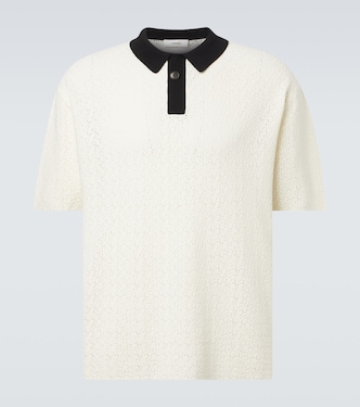 Crochet cotton-blend polo shirt | Commas
