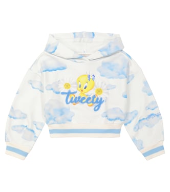 Printed cotton-blend hoodie | Monnalisa