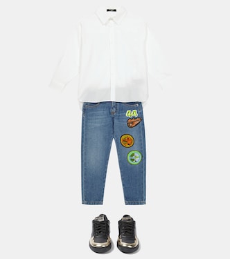 Camisa de algodón con logo | Balmain Kids