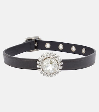 Choker in pelle con cristalli | Miu Miu
