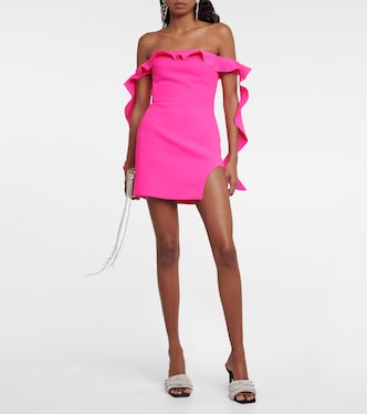 Ruffle-trimmed wool-blend minidress | David Koma