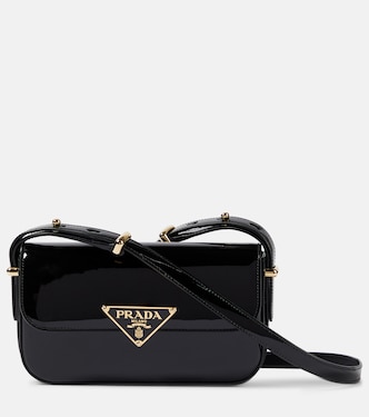 Borsa a tracolla in vernice con logo | Prada