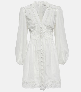 Vestido corto August de lino con encaje | Zimmermann