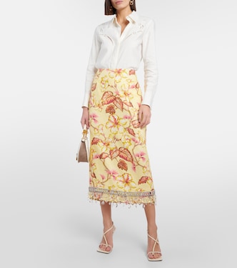Falda midi Matchmaker de lino adornada | Zimmermann