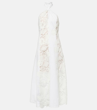 Abito midi in cotone con pizzo | Oscar de la Renta