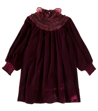 Shirred organza-trimmed velvet dress | Petite Amalie  