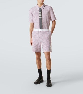 Shorts in tweed di misto cotone a righe | Thom Browne