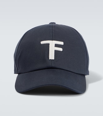TF embroidered leather-trimmed baseball cap | Tom Ford