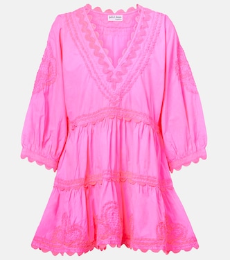 Embroidered tiered cotton poplin minidress | Juliet Dunn