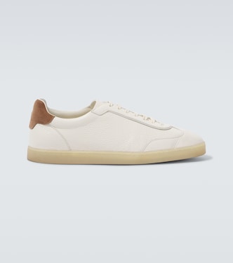 Sneakers aus Leder mit Veloursleder | Brunello Cucinelli