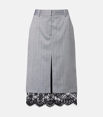 Pinestripe wool midi skirt | Stella McCartney
