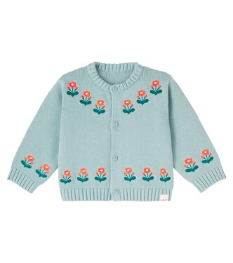 Baby Flower cotton and wool cardigan | Tinycottons