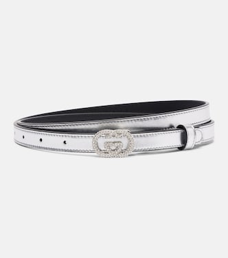 Interlocking G metallic leather belt | Gucci
