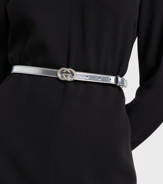Interlocking G metallic leather belt | Gucci