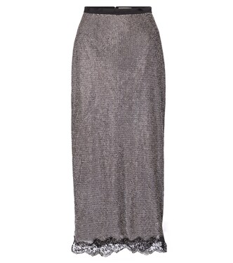 Falda midi de malla con cristales | Christopher Kane