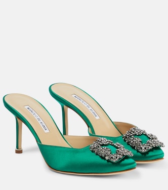 Mules Hangisimu 70 aus Satin mit Kristallen | Manolo Blahnik