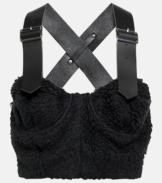 Bustier de felpa con ribetes de piel | Noir Kei Ninomiya