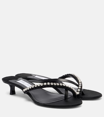 Dila 35 leather and satin thong sandals | Jimmy Choo