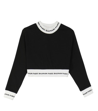Cropped cotton sweatshirt | Balmain Kids