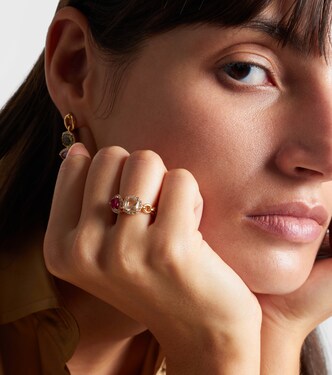 Ring Catena Double aus 18kt Gelbgold mit Saphir, Rubellit und Diamanten | Nadine Aysoy