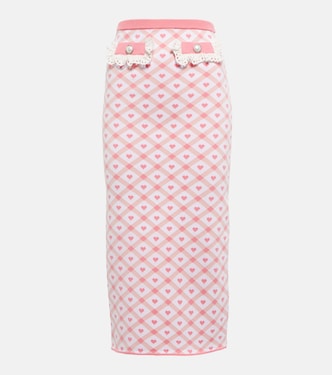 Falda midi de jacquard a cuadros | Alessandra Rich