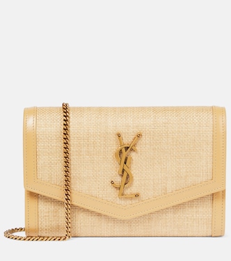 Uptown raffia wallet on chain | Saint Laurent