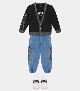 Cardigan en intarsia à logo | Balmain Kids
