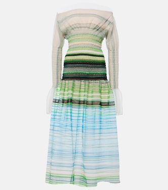 Striped smocked midi dress | Susan Fang