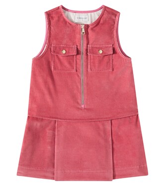Pleated cotton velvet dress | Moncler Enfant