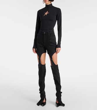 جينز سكيني بخصر عالي وأجزاء مقتصة | Mugler
