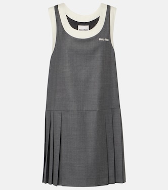 Logo wool grisaille minidress | Miu Miu