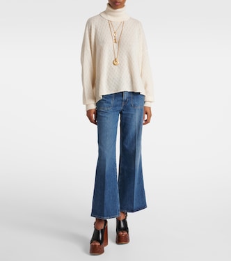 Pointelle wool-blend and silk turtleneck sweater | Chloé