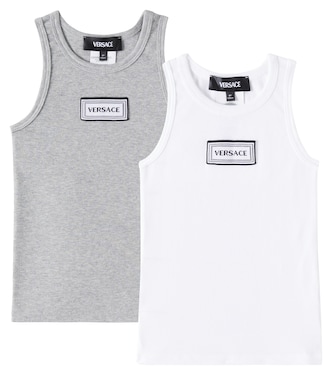 Set of 2 cotton-blend jersey tank tops | Versace Kids