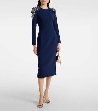 Abito midi Isla in crêpe con cristalli | Jenny Packham