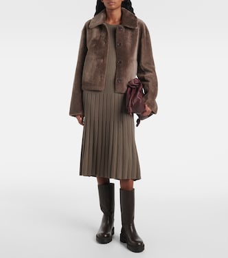 Ribbed-knit pleated wool midi dress | Joseph