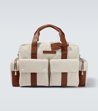 Leather-trimmed canvas duffel bag | Brunello Cucinelli