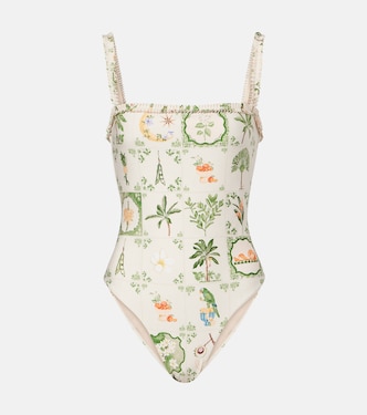 Limón printed ruffled swimsuit | Agua by Agua Bendita