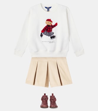Pleated cotton twill shorts | Polo Ralph Lauren Kids