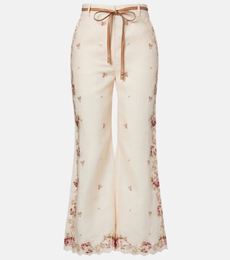 Patience floral linen flared pants | Zimmermann