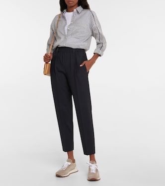 High-rise wool-blend pants | Brunello Cucinelli