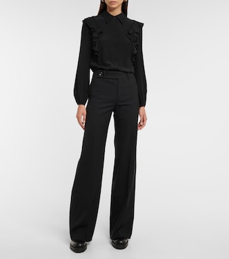 High-rise wool-blend straight pants | Chloé