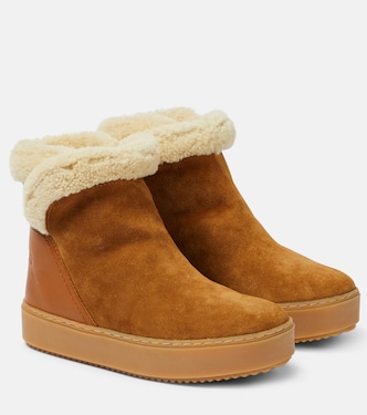 Juliet shearling-lined suede ankle boots | See By Chloé