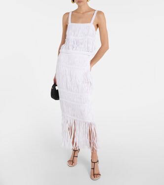 Falda midi Yarra de algodón con flecos | Simkhai