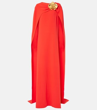 Robe longue Orchid en soie mélangée à ornements | Oscar de la Renta
