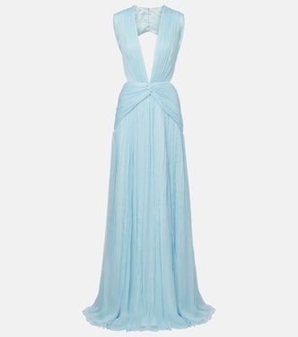 Vestido largo en gasa de seda | Costarellos