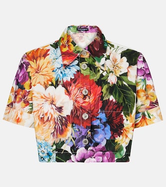 Camisa cropped de algodón floral | Dolce&Gabbana